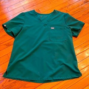 FIGS Catarina one pocket scrub top, large, hunter green